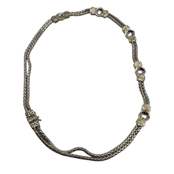 John Medeiros Double Strand Necklace in Rhodium and 14K Gold 16” - Picture 7 of 8
